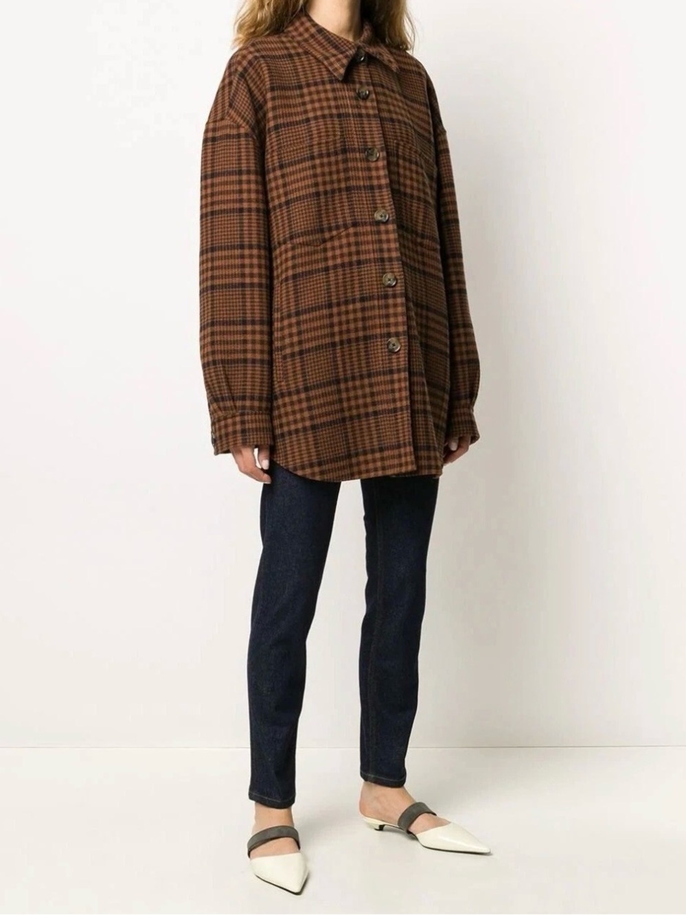 Nanushka Brown Plaid Shacket